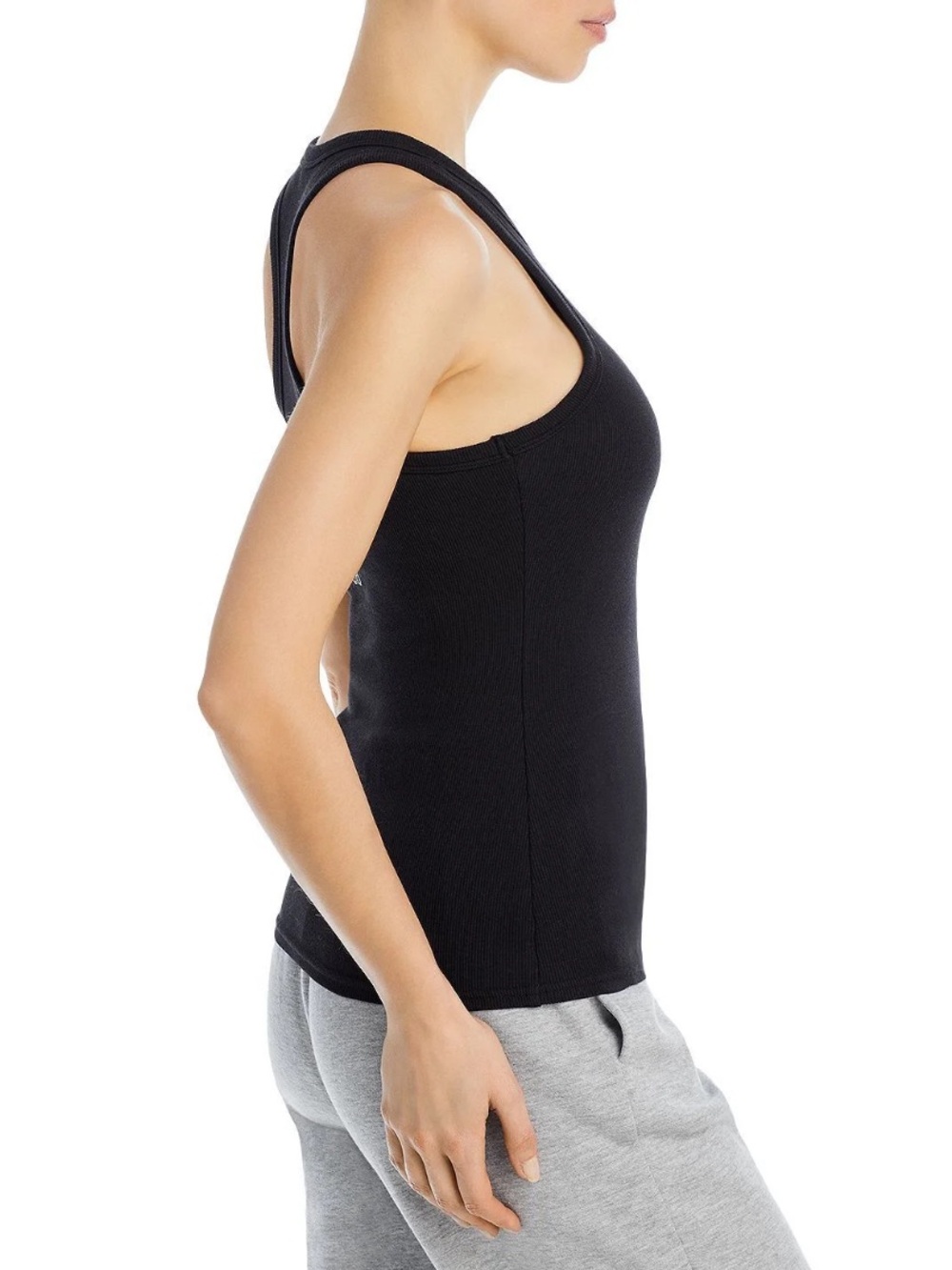 Gently Used Alo Yoga Sz S Black Racerback Ribbed Tank Top Cotton Blend Stetchy - Picture 2 of 8